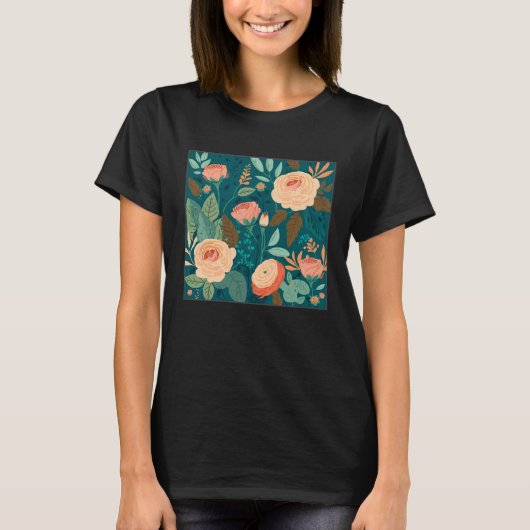 Cute Botanical Roses Illustration Gorgeous Flower  T-shirt (Voorkant)