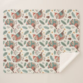 Cute Botanical Scandinavian Bird Sherpa Deken (Voorkant (horizontaal))