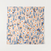 Cute botanical seamless pattern. Small daisies sca Wandkleed (Voorkant)
