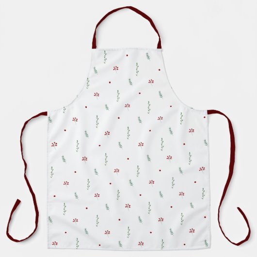 Cute Botanical Winter Christmas Pattern Apron Schort (Voorkant)