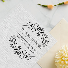 Cute Botanical WreatCustom Return Address Rubberstempel
