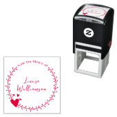 Cute Botanical Wreator and Hearts Custom Book Zelfinktende Stempel (In situ)