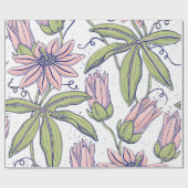 Cute botanische bloemen roze en groene l Occasie Cadeaupapier (Vlak)