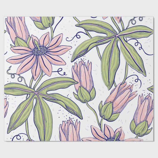 Cute botanische bloemen roze en groene l Occasie Cadeaupapier