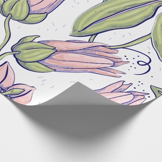 Cute botanische bloemen roze en groene l Occasie Cadeaupapier (Hoek)