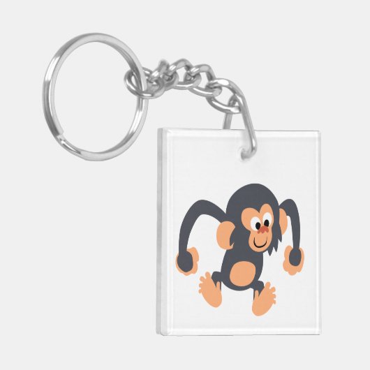 Cute Bouncy Cartoon Chimpansee Acrylische Sleutelh Sleutelhanger (Voorkant Links)
