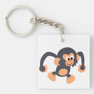 Cute Bouncy Cartoon Chimpansee Acrylische Sleutelh Sleutelhanger