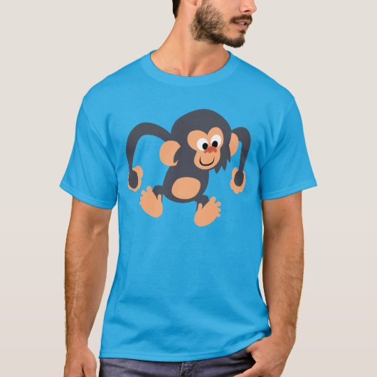 Cute Bouncy Cartoon Chimpansee T-Shirt (Voorkant)