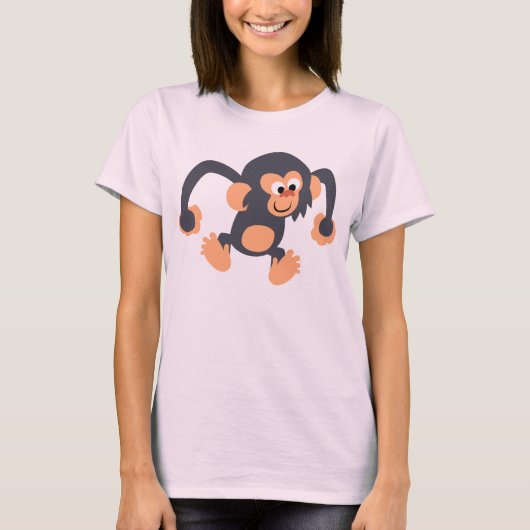 Cute Bouncy Cartoon Chimpansee Women T-Shirt (Voorkant)