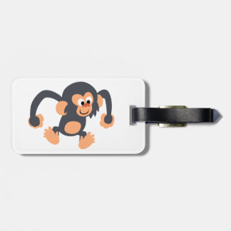Cute Bouncy Cartoon Chimpanzee Bagagelabel