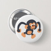 Cute Bouncy Cartoon Chimpanzee Button Badge (Voorkant /achterkant)