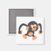 Cute Bouncy Cartoon Chimpanzee Magnet (Voorkant / Achterkant)