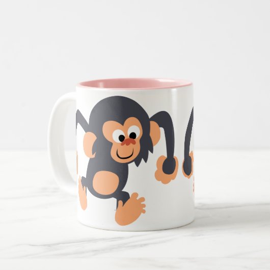 Cute Bouncy Cartoon Chimpanzee Mok (Voorkant links)