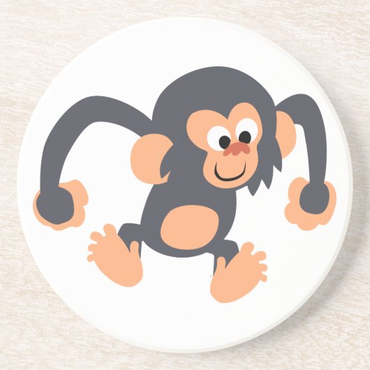 Cute Bouncy Cartoon Chimpanzee Onderzetter (Voorkant)