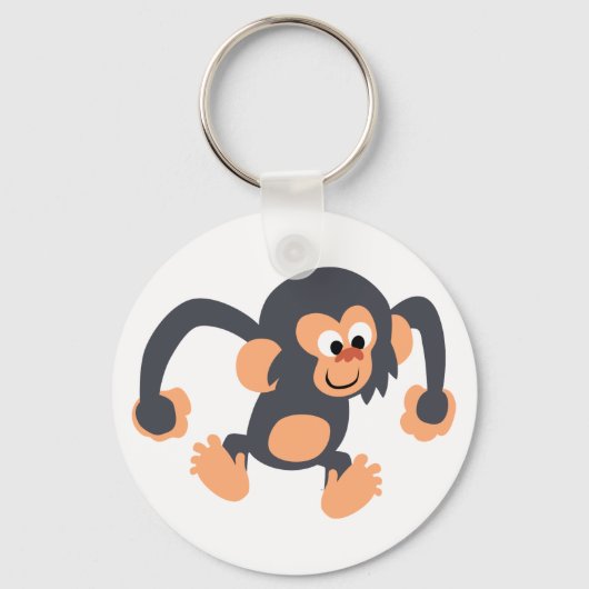 Cute Bouncy Cartoon Chimpanzee Sleutelhanger (Voorkant)