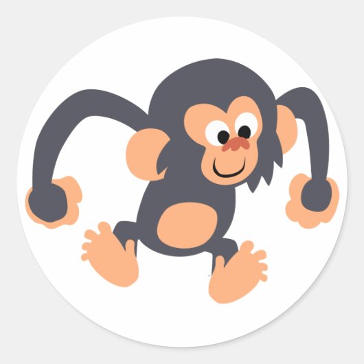 Cute Bouncy Cartoon Chimpanzee Sticker (Voorkant)