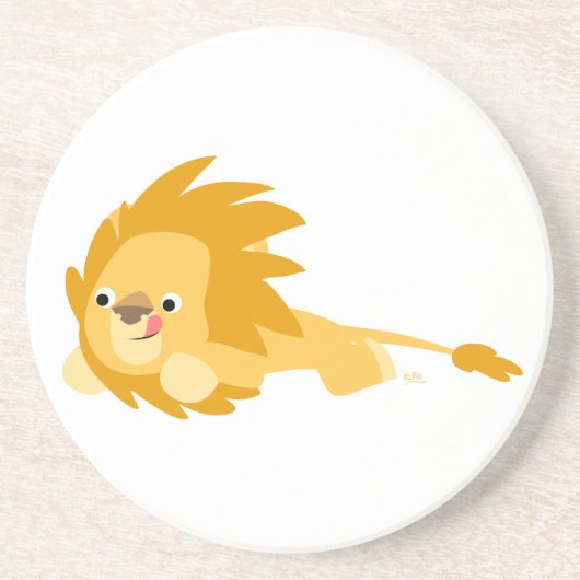 Cute Bouncy Cartoon Lion Onderzetter (Voorkant)