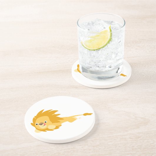 Cute Bouncy Cartoon Lion Onderzetter (Zijkant)