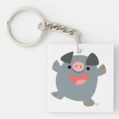 Cute Bouncy Cartoon Pig AcrylSleutelhanger Sleutelhanger (Voorkant)