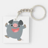 Cute Bouncy Cartoon Pig AcrylSleutelhanger Sleutelhanger (Achterkant)