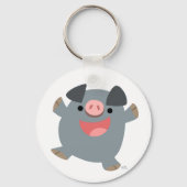 Cute Bouncy Cartoon Pig Sleutelhanger (Voorkant)