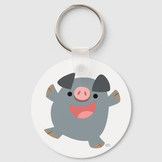 Cute Bouncy Cartoon Pig Sleutelhanger (Voorkant)