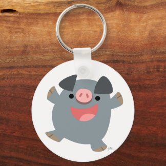 Cute Bouncy Cartoon Pig Sleutelhanger