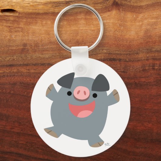Cute Bouncy Cartoon Pig Sleutelhanger (Voorkant)