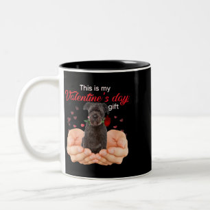Cute Bouvier des Flandres Dit is mijn Valentijnse  Tweekleurige Koffiemok