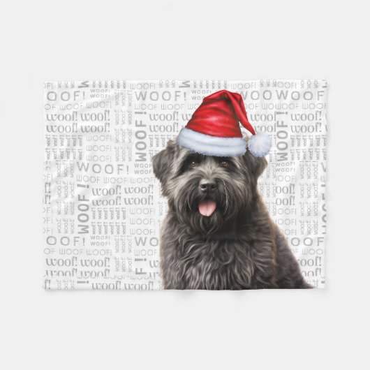 Cute Bouvier Flanders Cattle Dog Kerstvakantie Fleece Deken (Voorkant (Horizontaal))