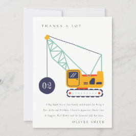 Cute Bouw Kraan Voertuig Verjaardag Elke Leeftijd Bedankkaart