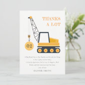 Cute Bouw Kraan Voertuig Verjaardag Elke Leeftijd Bedankkaart (Staand voorkant)