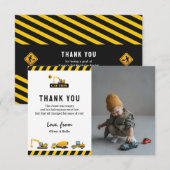 Cute Bouw Truck Foto Verjaardag Bedankkaart (Voorkant / Achterkant)