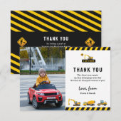 Cute Bouwtrucks Foto Verjaardag Bedankkaart (Voorkant / Achterkant)