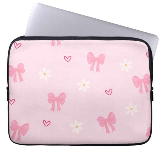 “Cute Bow Bloem Hart laptop tas 🎀🌸 (Voorkant)