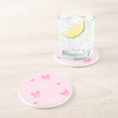 “Cute Bow Bloemen Hart coaster 🎀🌸 Zandsteen Onderzetter (Zijkant)