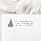 Cute Bow Christmas Tree Return Address label (Insitu)