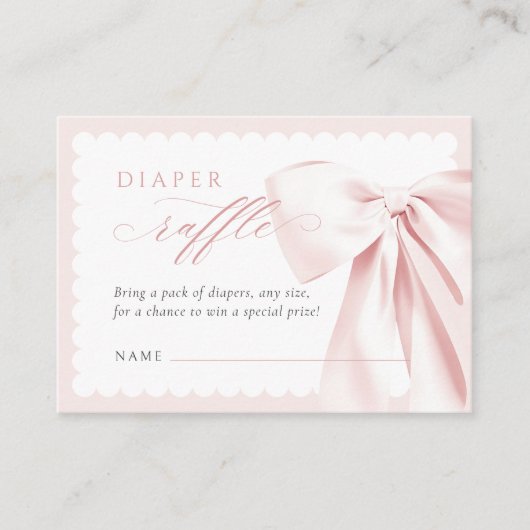 Cute Bow Diaper Raffle Informatiekaartje (Voorkant)