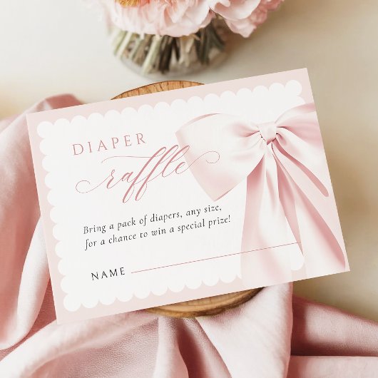 Cute Bow Diaper Raffle Informatiekaartje