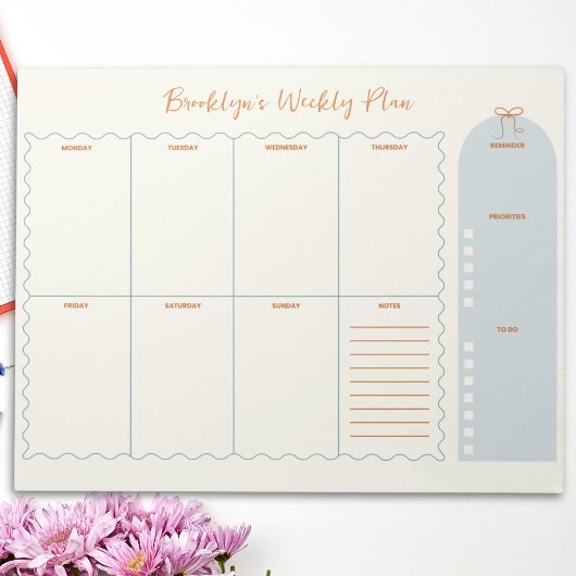 Cute Bow Doodle Wekelijkse Planner Notitieblok