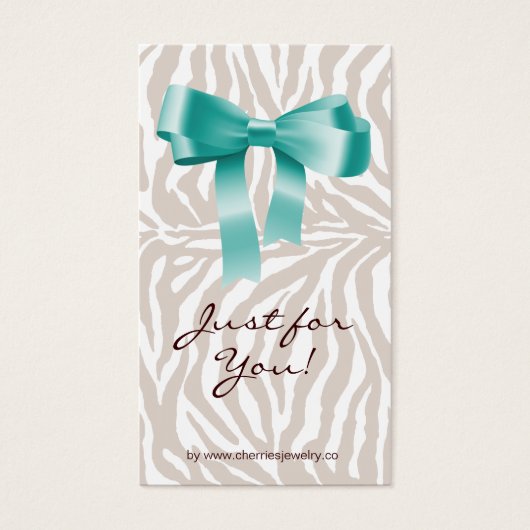 Cute Bow Earning Display Card-Zebra Visitekaartje (Voorkant)
