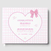 Cute Bow Pastel Pink Gingham Baby Shower Gastenboek (Voorkant)