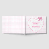 Cute Bow Pastel Pink Gingham Baby Shower Gastenboek (Volledig)
