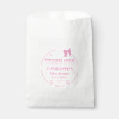 Cute Bow Pastel Roze Geruite Baby Shower Bedankzakje (Voorkant)