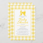 Cute Bow Pastel Yellow White Gingham Check Pattern Kaart (Voorkant / Achterkant)