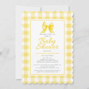 Cute Bow Pastel Yellow White Gingham Check Pattern Kaart