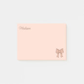 Cute Bow Preppy Coquette Girly Pink With Name  Post-it® Notes (Voorkant)