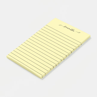 Cute Bow Signature Name Black Line Cream Post-it® Notes
