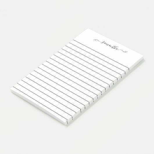 Cute Bow Signature Name Black Line White Post-it® Notes (Schuin)