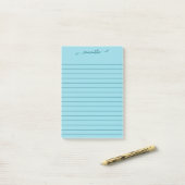 Cute Bow Signature Name Dark Teal Lines Post-it® Notes (Op bureau)